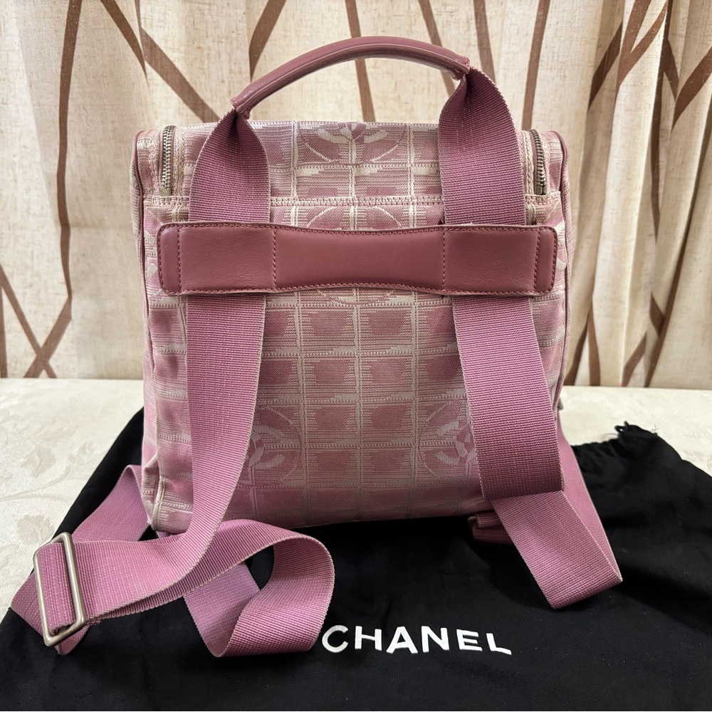 CHANEL Pink Quilted Logo Nylon Backpack - Picture 3 of 13